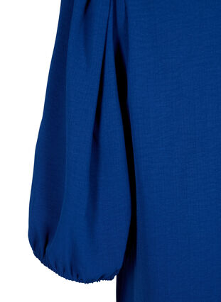 Zizzi Blouse met korte mouwen en een strik op de rug, Estate Blue, Packshot image number 3