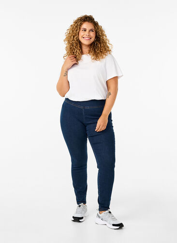 Zizzi Stretchy jeggings met hoge taille, Dark Blue, Model image number 0