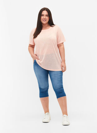 Zizzi High waist Amy capri jeans met super slim fit, Light Blue Denim, Model image number 0