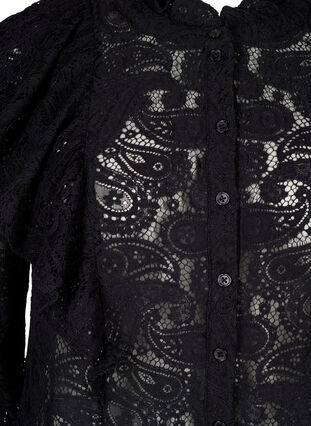 Zizzi Kanten overhemd-blouse met ruches, Black, Packshot image number 2