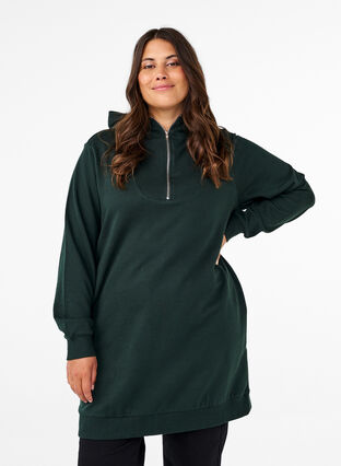 Zizzi Tuniek capuchon en ritssluiting, Scarab, Model image number 0