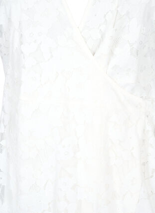 Zizzi Wikkeljurk met kant en korte mouwen, Bright White, Packshot image number 2