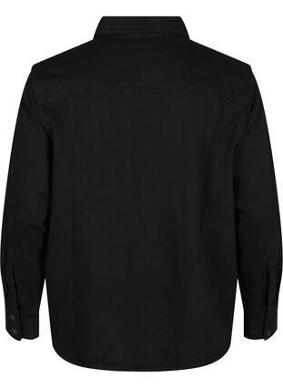 Zizzi Denim shirt met knopen en borstzakken, Black, Packshot image number 1