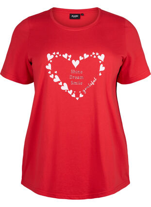 Zizzi FLASH - T-shirt met motief, High Risk Red Heart, Packshot image number 0
