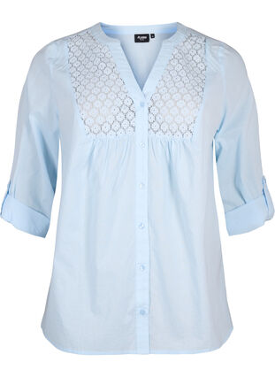 Zizzi FLASH - Shirt met gehaakt detail, Cashmere Blue, Packshot image number 0