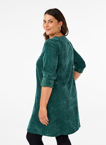 Zizzi Fluwelen jurk met ritssieraden, Posy Green, Model image number 1