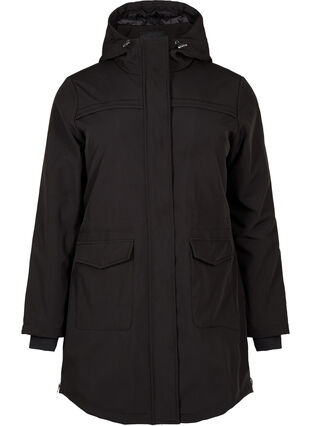 Zizzi Waterafstotende softshell-jas met gewatteerde voering, Black, Packshot image number 0