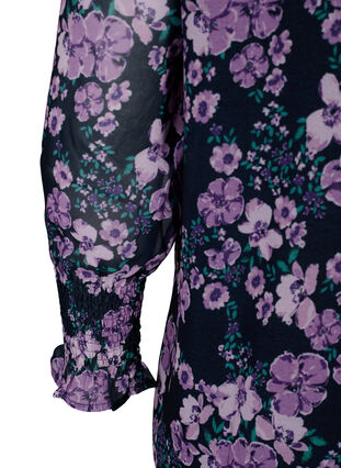 Zizzi Bloemenblouse met lange mouwen en v-hals, Black Small Fl. AOP, Packshot image number 3