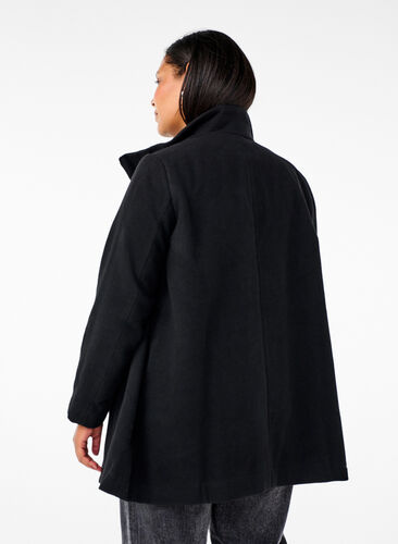 Zizzi Korte trenchcoat met A-lijn, Black, Model image number 1