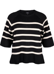 Gebreide blouse met 3/4 mouwen en strepen, Black Birch Stripes