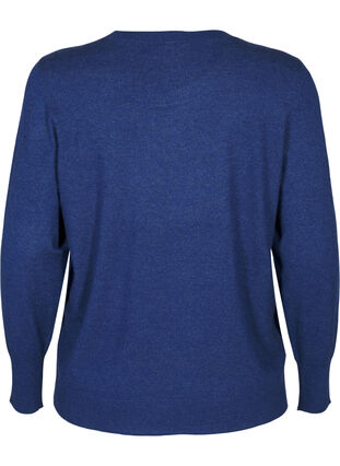 Zizzi FLASH - Gebreide blouse met ronde hals, Estate Blue Mel., Packshot image number 1