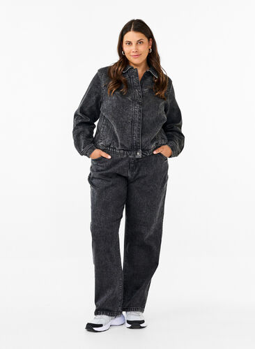 Zizzi Losse jeans met gekorte lengte, Dark Grey Denim, Model image number 0