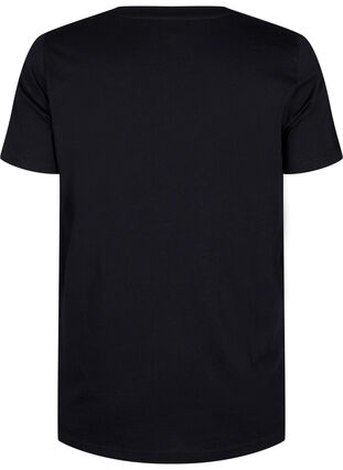 Zizzi Katoenen T-shirt met strasmotief, Black w. Dream, Packshot image number 1