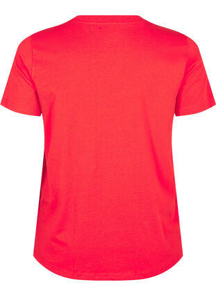 Zizzi Basic katoenen T-shirt met ronde hals, Flame Scarlet, Packshot image number 1