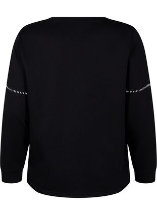 Zizzi Sweatshirt met contrasterende stiksels, Black, Packshot image number 1