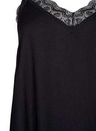 Zizzi Halflange jurk met bandjes van viscose met kant, Black, Packshot image number 2