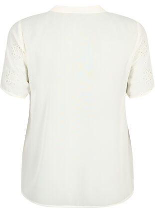 Zizzi Overhemdblouse met korte mouwen en broderie anglaise, Antique White, Packshot image number 1