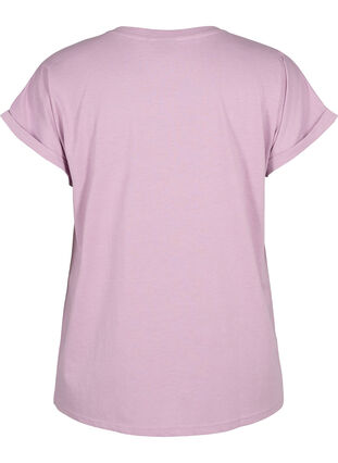 Zizzi T-shirt met korte mouwen van katoenmix, Lavender Mist, Packshot image number 1