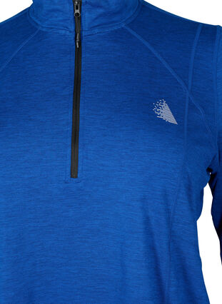 Zizzi Sport shirt met rits, S. Blue / Black Mel., Packshot image number 2