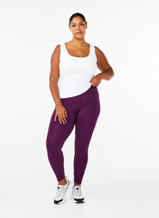 Zizzi Basic legging in viscose, Potent Purple, Model image number 2