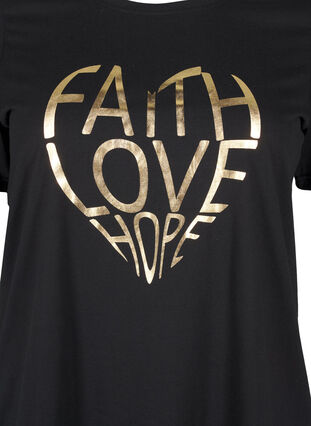 Zizzi FLASH - T-short met motief, Black Gold Faith, Packshot image number 2