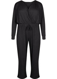 Jumpsuit met overslag en strikjes, Dark Grey Melange