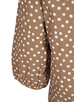 Zizzi Katoenen blouse met 3/4 mouwen en print, Coca Mocha Dot , Packshot image number 3