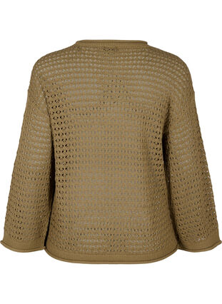 Zizzi Gebreide blouse met gaatjespatroon, Dusky Green, Packshot image number 1