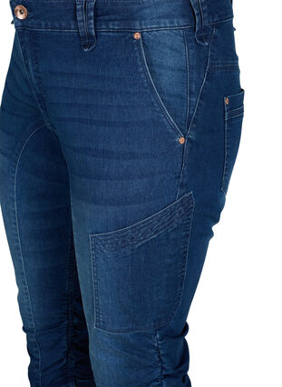 Zizzi Slim fit capri jeans met zakken, Dark blue denim, Packshot image number 2