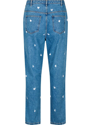 Zizzi Mille mom fit jeans met borduurwerk, Light Blue Heart, Packshot image number 1