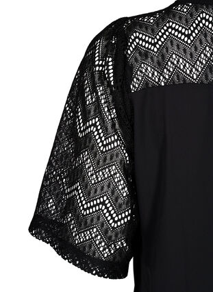 Zizzi Overhemdblouse met korte kanten mouwen, Black, Packshot image number 3