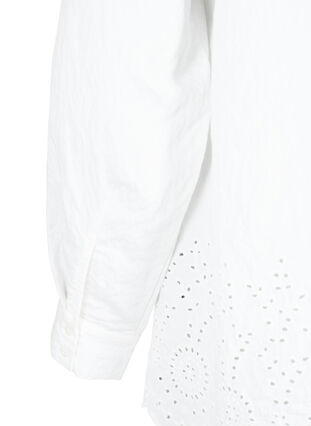 Zizzi Viscose overhemd met broderie anglaise, Bright White, Packshot image number 3
