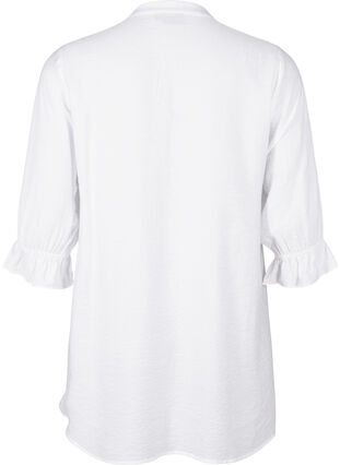 Zizzi Lang viscose shirt met kanten detail, Bright White, Packshot image number 1
