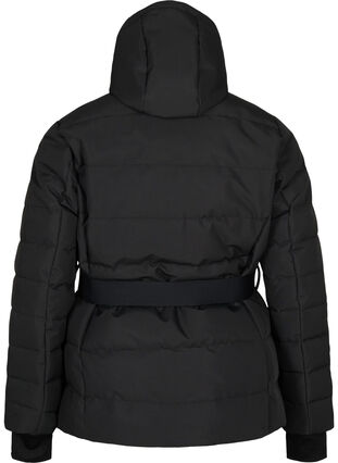 Zizzi Ski jas met capuchon en riem, Black, Packshot image number 1