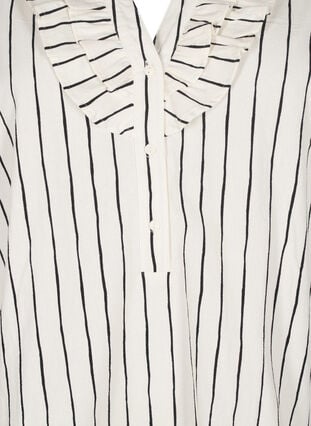 Zizzi Katoenen blouse met 3/4 mouwen en print, Eggnog Black Stripe, Packshot image number 2