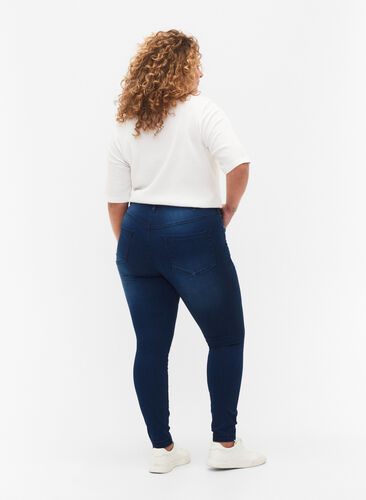 Zizzi Super slim Amy jeans met hoge taille, Blue Denim, Model image number 1