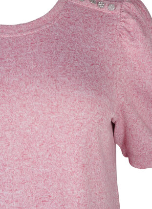 Zizzi Blouse met knoopdetail en korte pofmouwen, Malaga Mel., Packshot image number 2