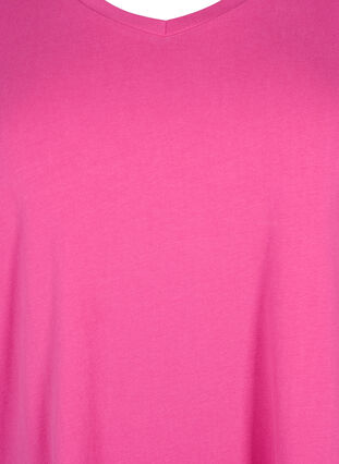 Zizzi Basic t-shirt in effen kleur met katoen, Raspberry Rose, Packshot image number 2