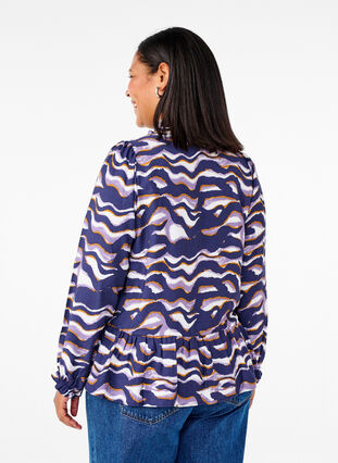 Zizzi Blouse met print en een A-lijn vorm, Naval Academy, Model image number 1