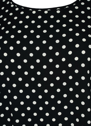 Zizzi Bedrukte jurk met korte mouwen, Black w. Dots, Packshot image number 2