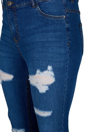 Zizzi Slim fit jeans met slijtagedetails, Blue Denim, Packshot image number 2