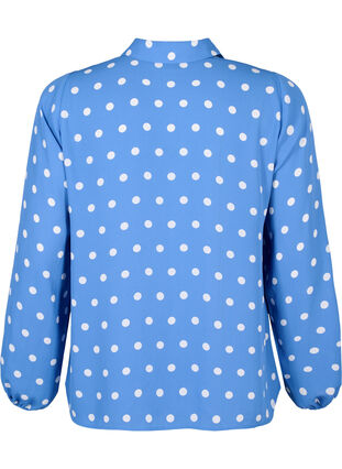 Zizzi Gestippeld shirt met ruches, River S. White Dot, Packshot image number 1