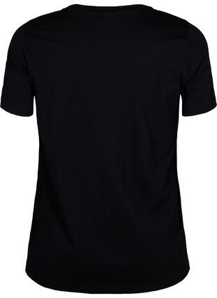 Zizzi T-shirt met motief, Black w. Flower, Packshot image number 1