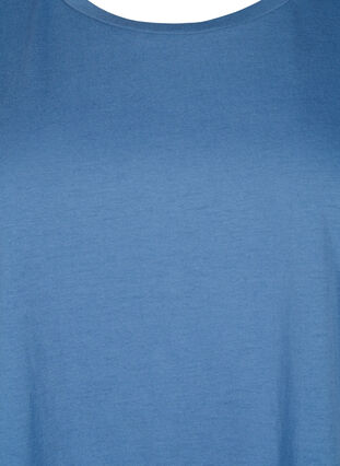Zizzi T-shirt met korte mouwen van katoenmix, Moonlight Blue, Packshot image number 2