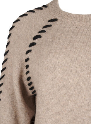 Zizzi Gebreide blouse met stiksels, Desert T.Wh.Mel.Comb, Packshot image number 2