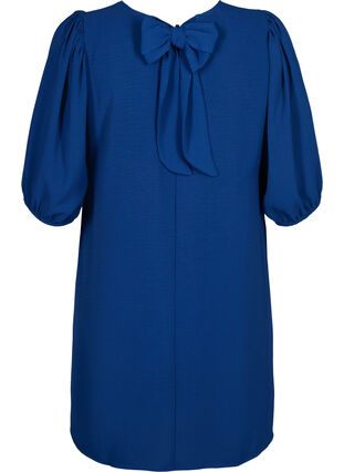 Zizzi Korte jurk met strik op de rug, Estate Blue, Packshot image number 1