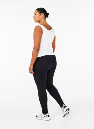 Zizzi Viscose leggings met splitten aan de voorkant, Black, Model image number 1