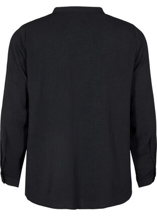 Zizzi Blouse met lange mouwen en V-hals, Black, Packshot image number 1