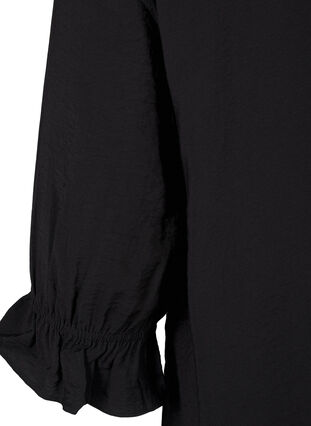 Zizzi Lang viscose shirt met kanten detail, Black, Packshot image number 3