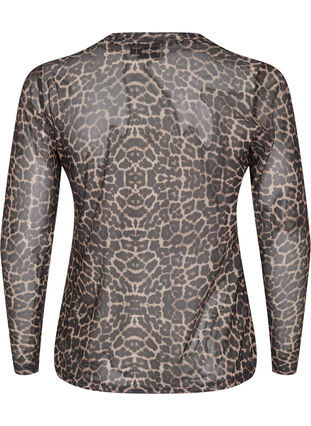 Zizzi Mesh blouse met luipaardpatroon, LEO AOP, Packshot image number 1